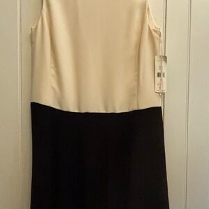 Lauren Ralph Lauren Cream and Black Sleeveless Shift Dress